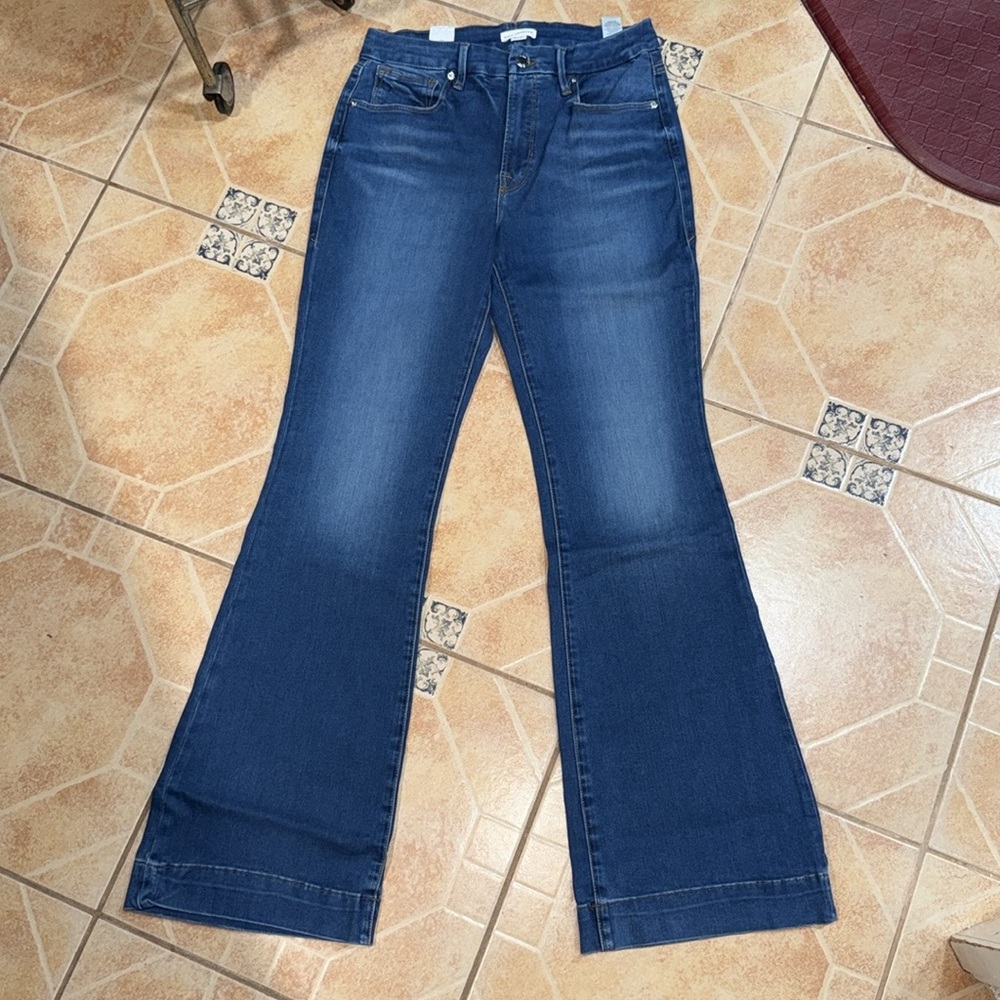 Good American Dark Blue Flare Jeans
